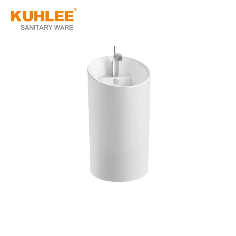Factory Cheapest Price Freestanding Round Bathroom Ceramic Hand Wash Pedestal Basin For School
