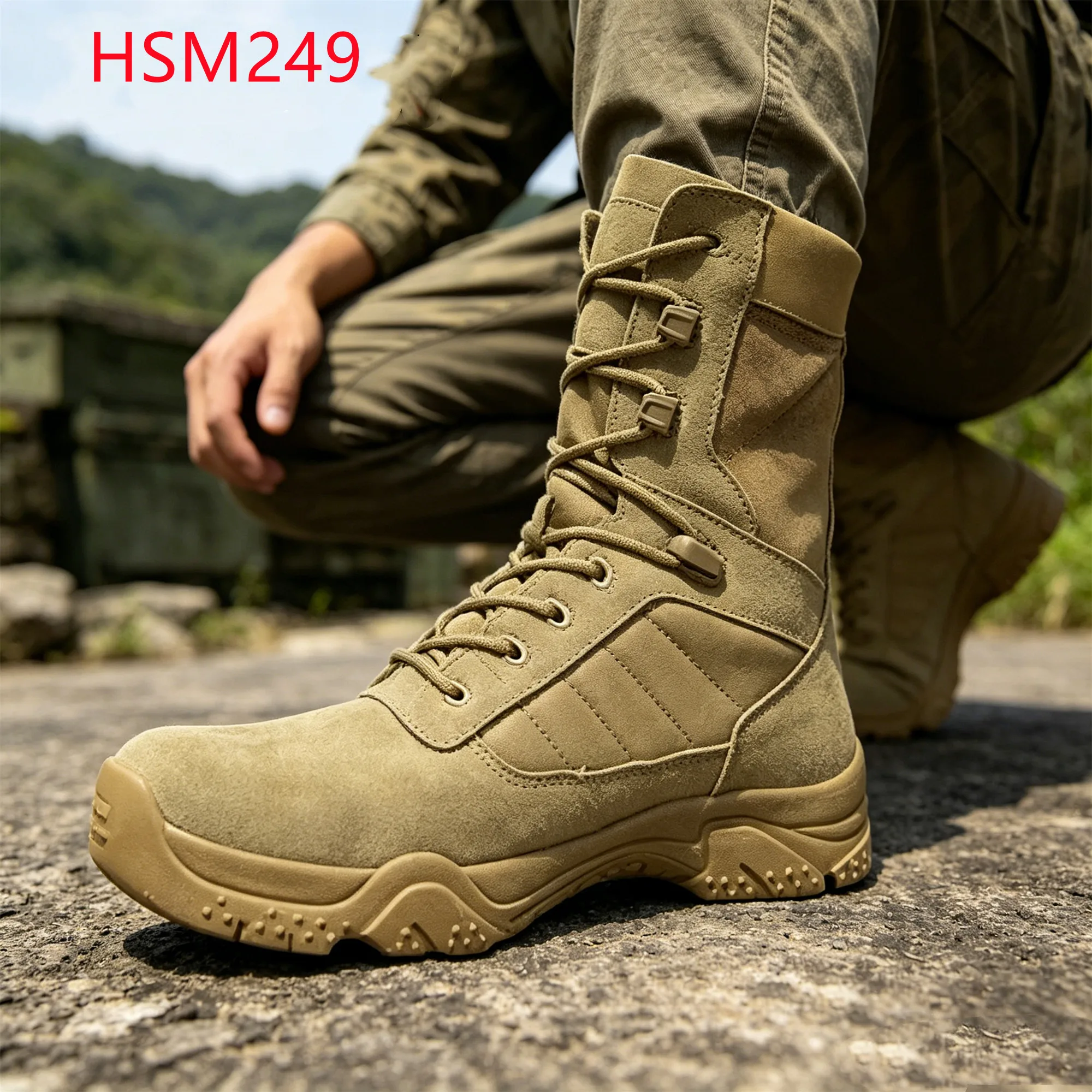 LXG,outdoor Survival 8 Inch Hua Singh Combat Desert Boots for Sale Quality Suede Leather Tactical Gear Boots with Buckle HSM249
