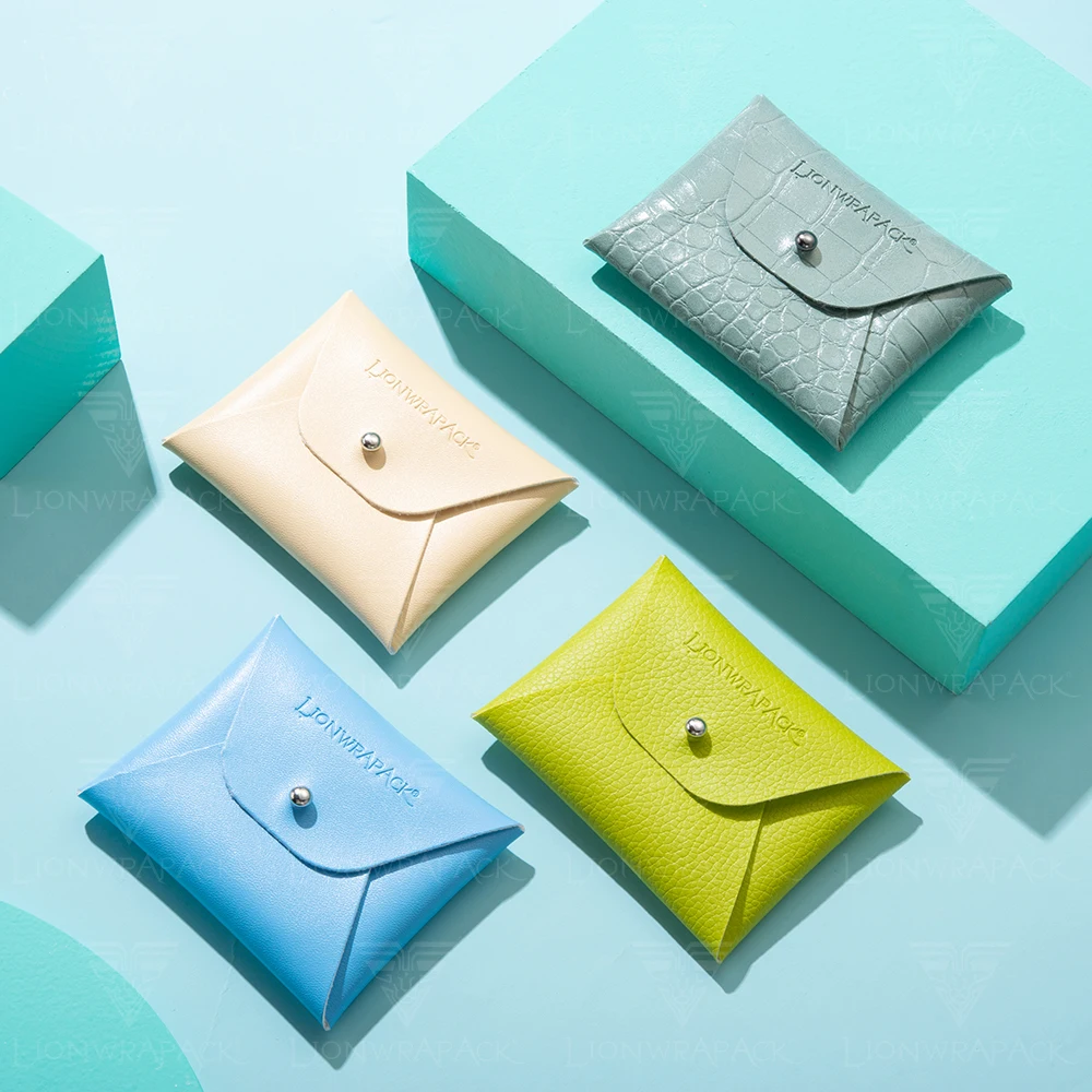 Custom Leather Jewelry Pouch With Debossed Logo Envelope Jewelry