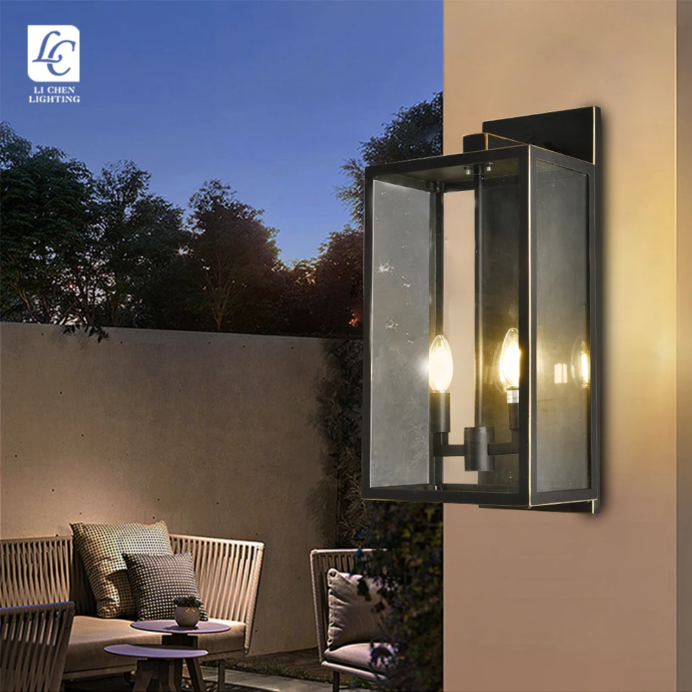 BD49 American Vintage Outdoor Wall Sconces Patio Villa Kitchen Dining Room E12 E14 Lights Entrance Hallway Us Glass Led Wall Lamps
