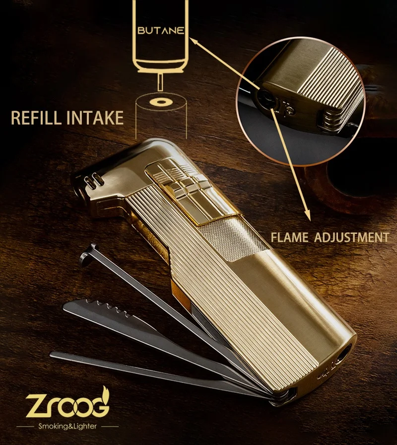 Lovisle 3-in-1 Butane Jet Lighter Multi-Function Gas & Pipe Tool for Cigarettes for Giveaways