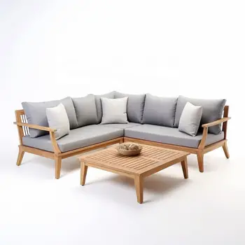 Luxury teak wood Frame Patio Outdoor Furniture Garden Sofa Set Hotel Courtyard Outdoor Sofa teak sofa