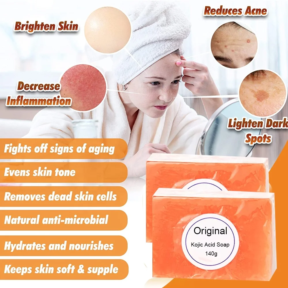how to take l glutathione pills Derma First Kojic Acid and Glutathione Anti-Pigmentation Bath Soap Bar  (Pack of 2) | 100g*2 | Skin Lightening and Brightening Soap | For treating  dark spots and blemishes main image 0