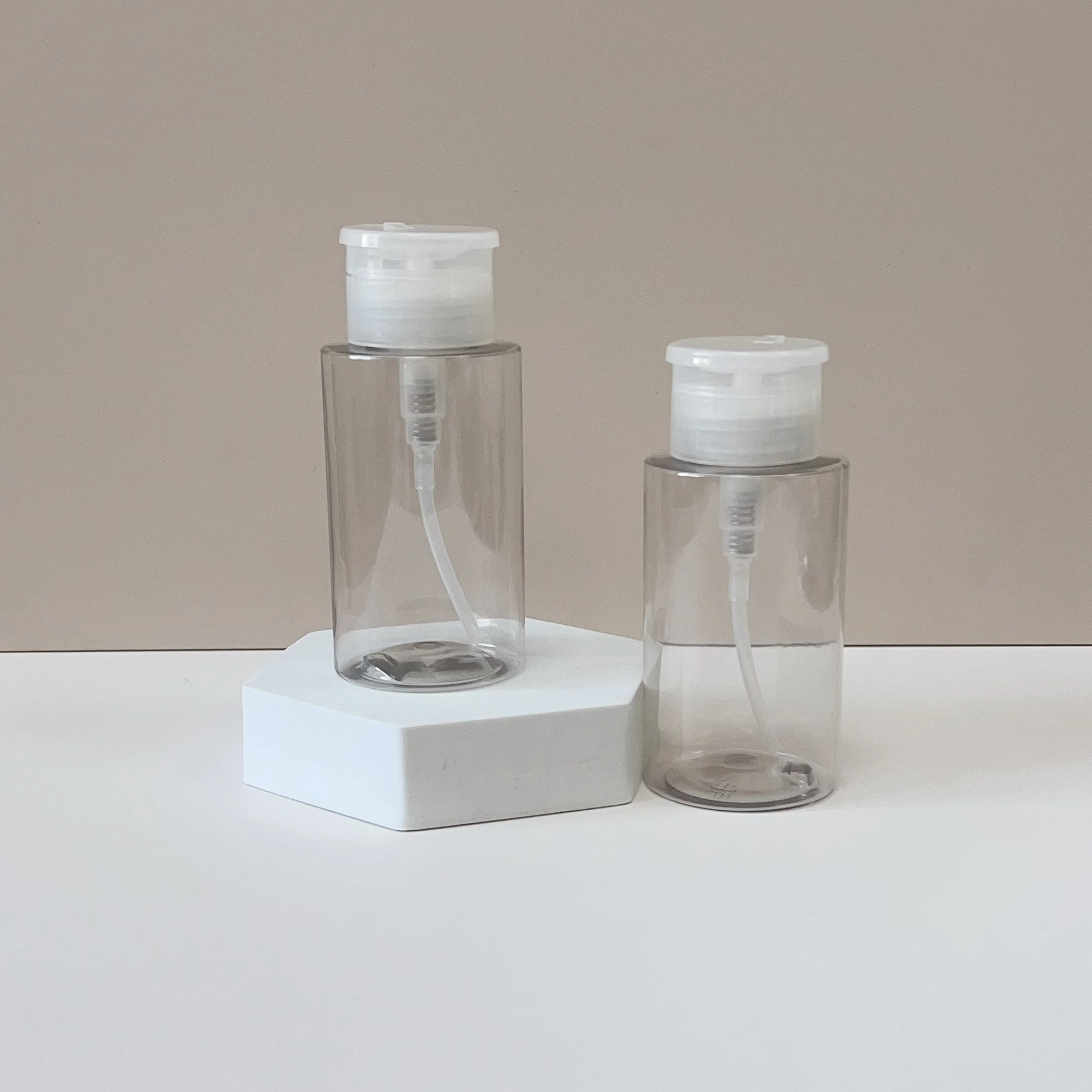 Luxury Empty 200ml Skin Toner Plastic Bottle Empty Push Down Eye Makeup Nail Polish Remover Pump Bottle