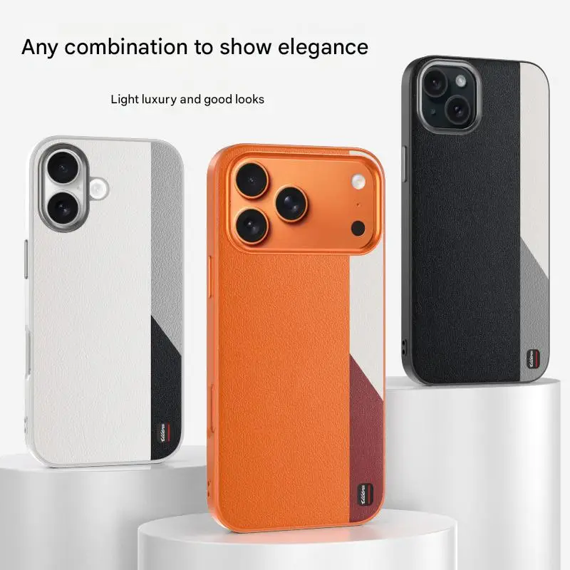 Luxury PU Leather Magnetic Mobile Phone Cases for iPhone 17 13 14 15 16 Pro Max 17 Air Wireless Charging Shockproof Back Cover