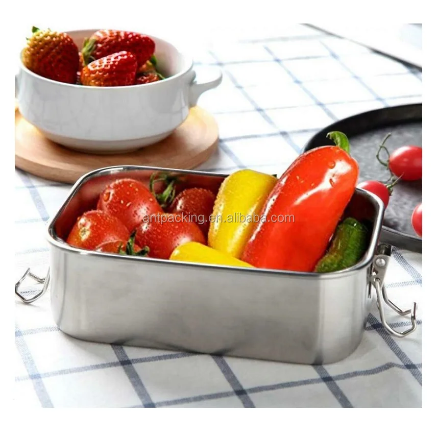 LeakProof Food Container Bento Removable Silicone Seal and Lock Clips  800ml 1200ml 1400ml Stainless Steel Lunch Box