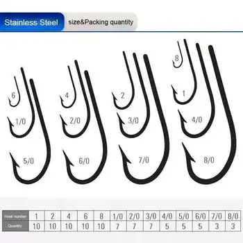 CHEERY 100% Stainless Steel O'shaughnessy 8-8/0# Long Shank Barbed Circle Hooks 34007SS for Saltwater and Fly Fishing – Hooks – view 5