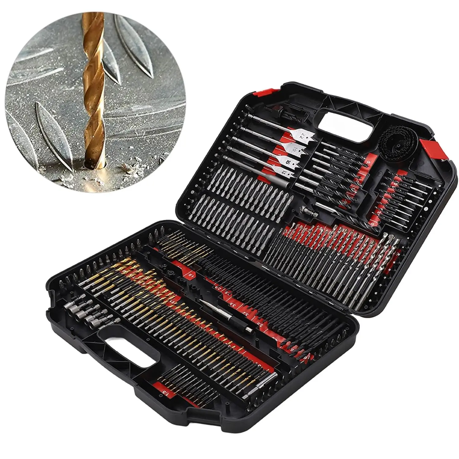 246-Piece Drill Bit Set – Impact Bits For Wood, Metal, Masonry & Concrete With Nut Drivers & Accessories