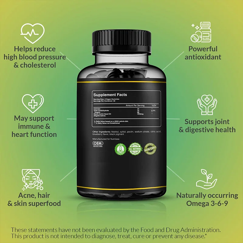 Black Seed Oil Gummies Immune Booster Multivitamins Bear Gummies Black