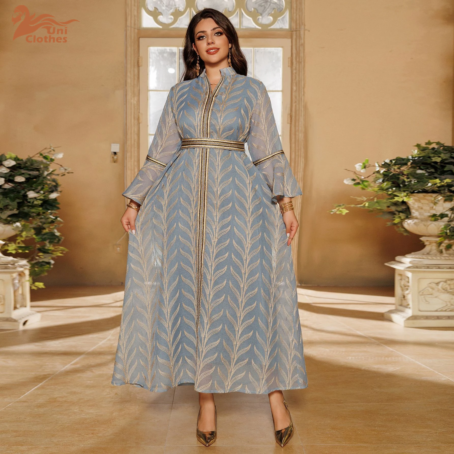 sachin and babi light blue dress Vintage Romantic Hand Embroidered Oaxacan Long Sleeve Dress – Honeywood main image 1