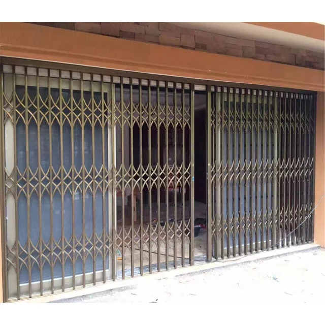 Entry Aluminum Alloy Glass Grill Sliding Door with Burglar Proof Collapsible Security Grilles