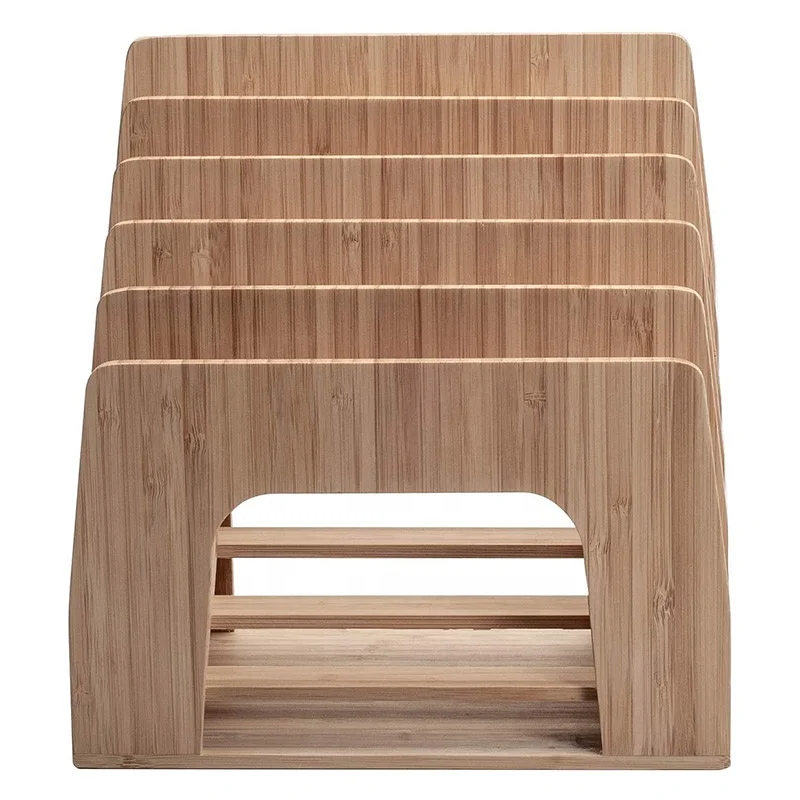 
Бамбуковая настольная Складная папка для файлов, органайзер и бумажный поднос, вертикальные секции, сортировщик, 5 слотов 