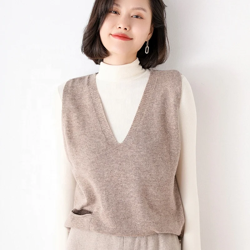 2025 Neue Woll weste Damen Ärmellose Weste mit V-Ausschnitt Strick
