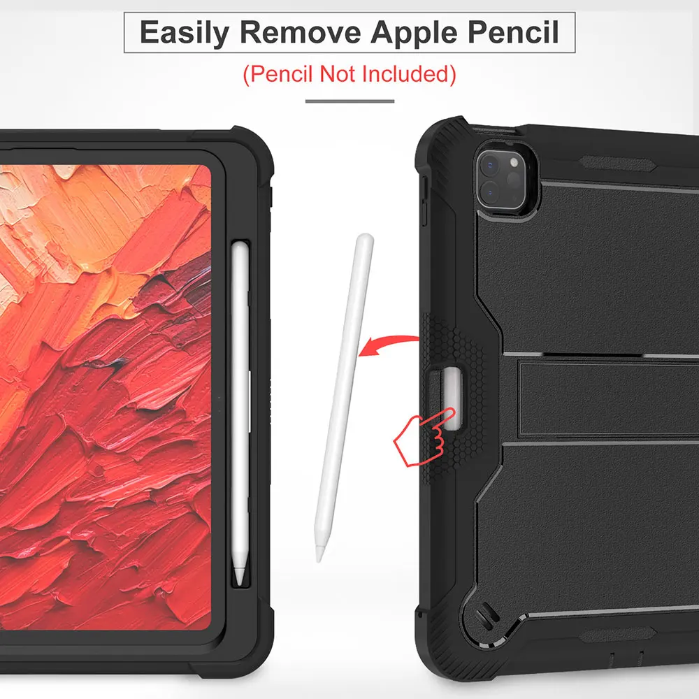 Heavy Duty Rugged Cover Tablet Case For iPad 11 2024 Upgraded Two-layer Protection Kickstand support details