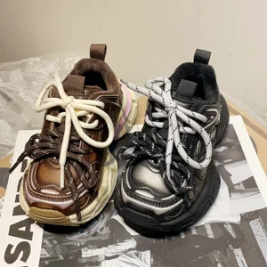 TBS Autumn Winter New Trendy Cool Style Casual Shoes Fleece Lined Warm Chunky Sneakers for Boys Girls