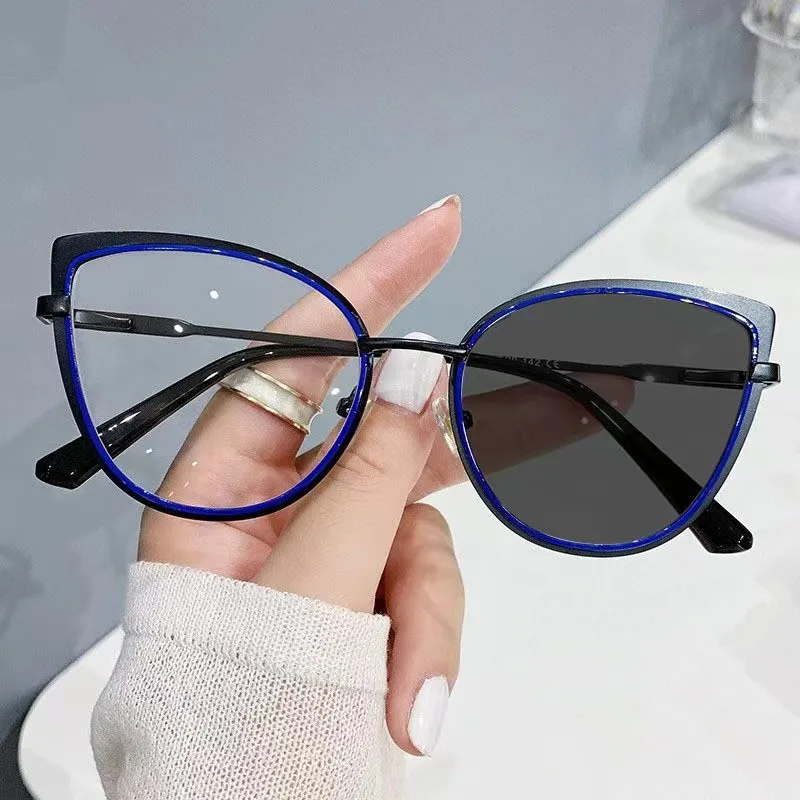 Fashion Anti Blue Light Eye Glasses Trendy Metal Optical Glasses Frame  Women Designer Eyeglasses Frame