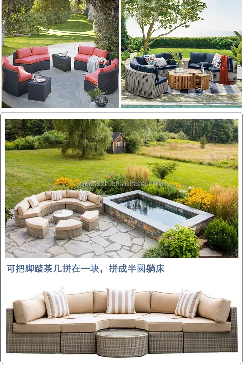 2019 New Design Patio Wicker Garden Furniture Sofa Bed Double Deck Bed Rattan Outdoor Furniture