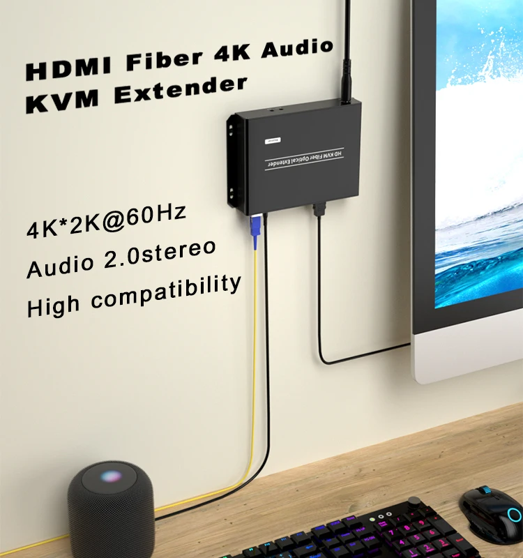 Hdmi Fiber Optic Extender 4k 60hz Kvm Ir 20km Rs232 60m 30m 120m Local ...