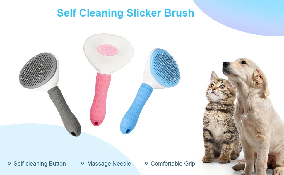 Pet Dog Brush Cat Comb Self Cleaning Pet Hair Remover Brush For Dogs