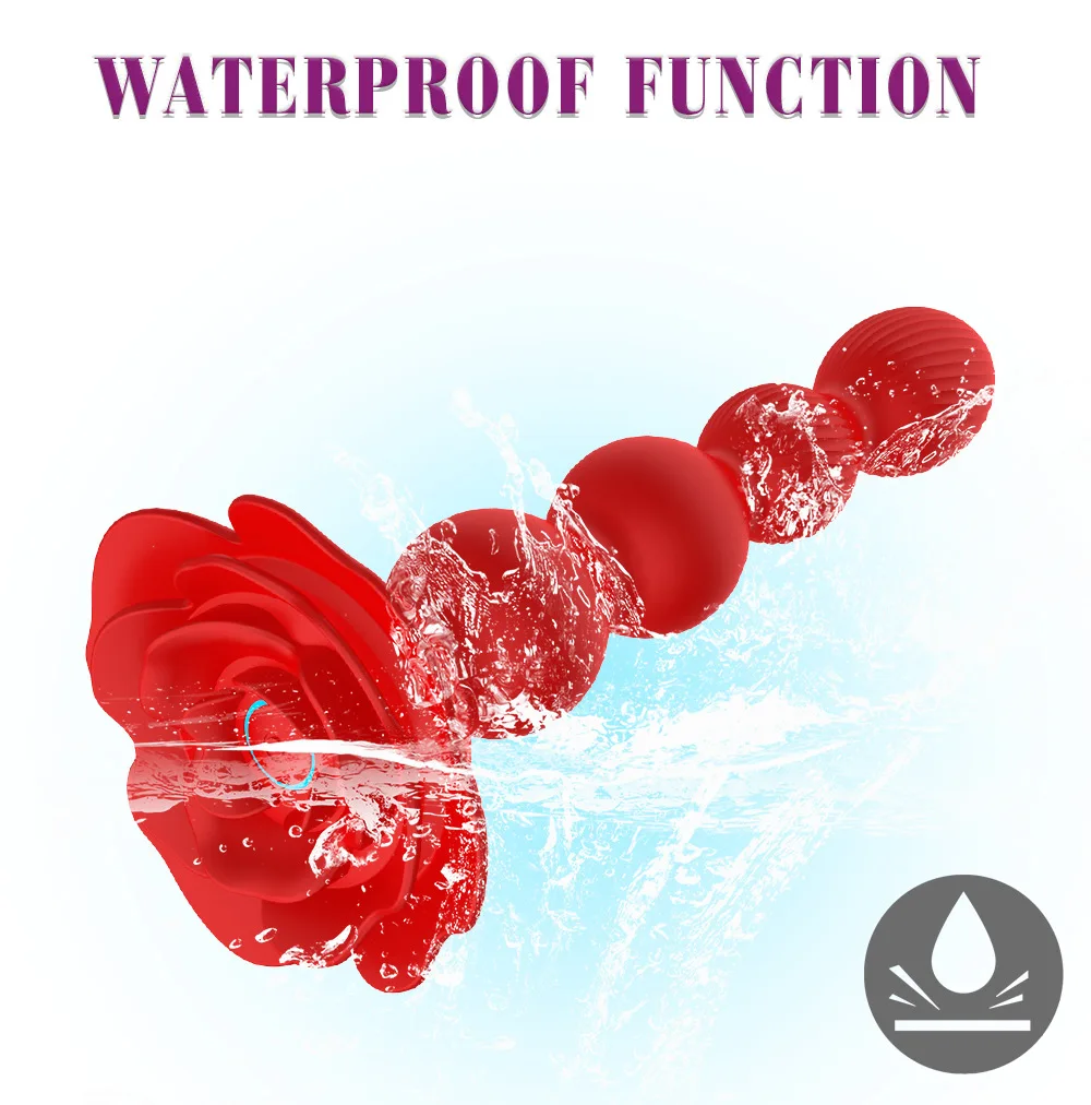 Analperlen-Buttplug aus Silikon mit 10 rotierenden Vibrationsmodi, Fernbedienung, Prostata-Massagegerät, Rosen-Toy für Analsex-Spielzeug_voghion.com