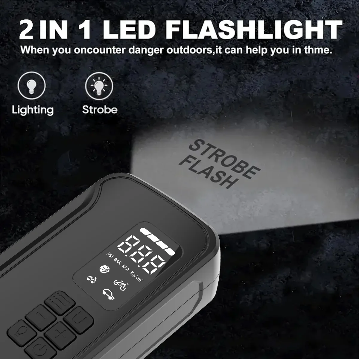 8000mAh 21mm 150psi Digital Portable Car Tyre Pump Air Compressor 6000mAh Tire Inflator Mini Electric Air Pump - view 6