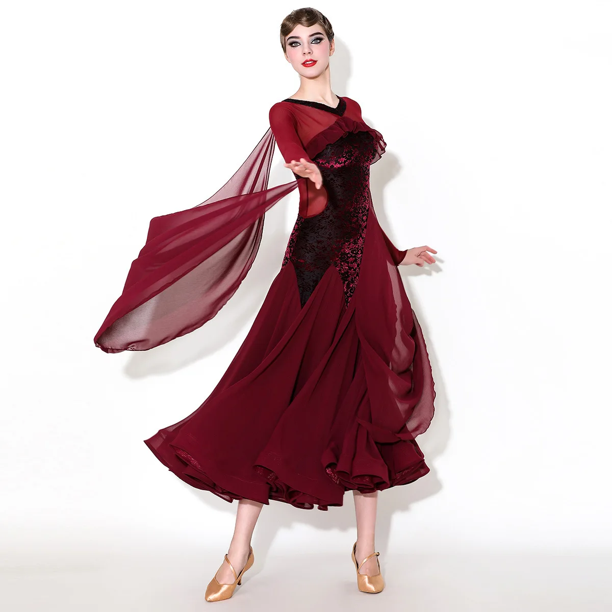 High Quality Women Ladies Practice Wear Red Ballroom Dance Dresses