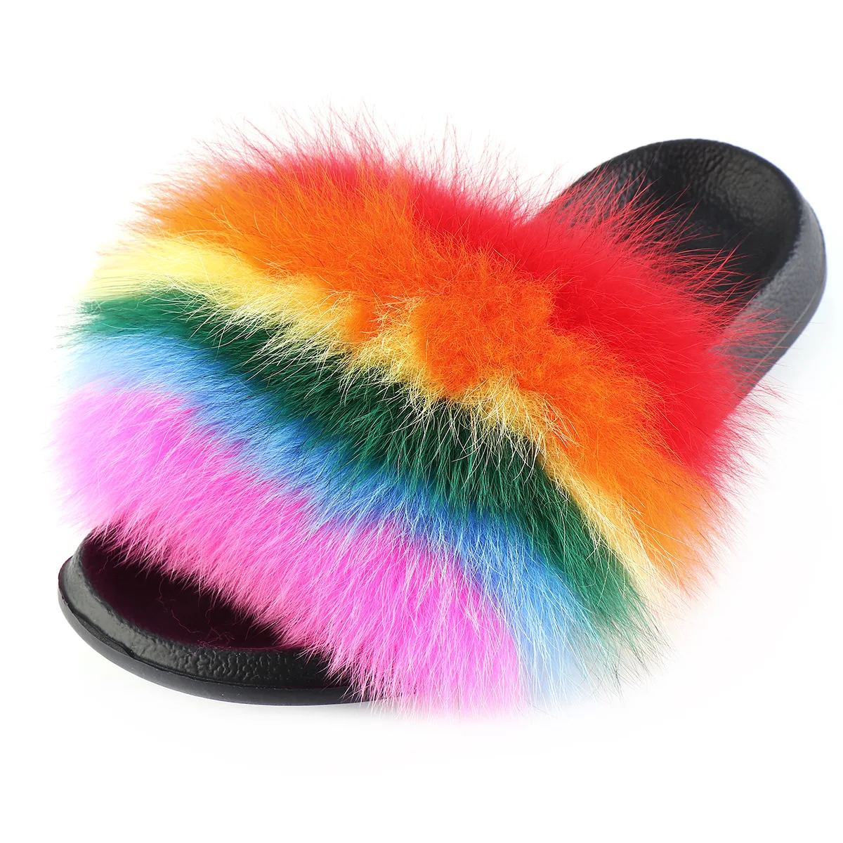 Wholesale Retro Color Furry Eva Slipper Woman Fur Sandal Fancy