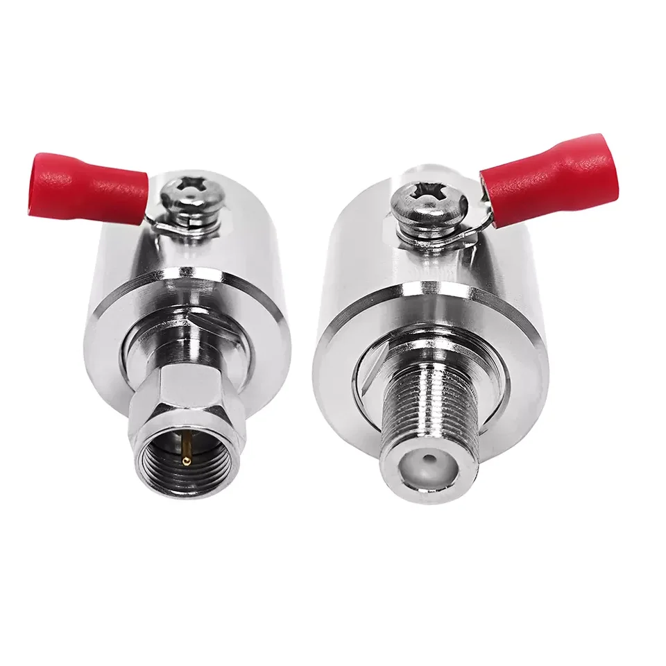Blitzschutzgerät mit F-Stecker männlich zu F-Stecker weiblich, Gleichstrom bis 3 GHz, 75 Ohm, für Mobilfunk (2G, 3G, 4G LTE), Kabel-TV (CATV) und Satellitenfernsehen mit 90-V-Gasentladungsröhre