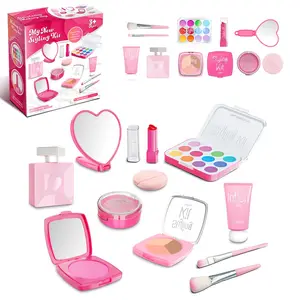 EPT Girls Favor Pink Pretend Play Preschool Simulation Make up Cosmetic Set Beauty Fashion Makeup Kit Toy for Kids