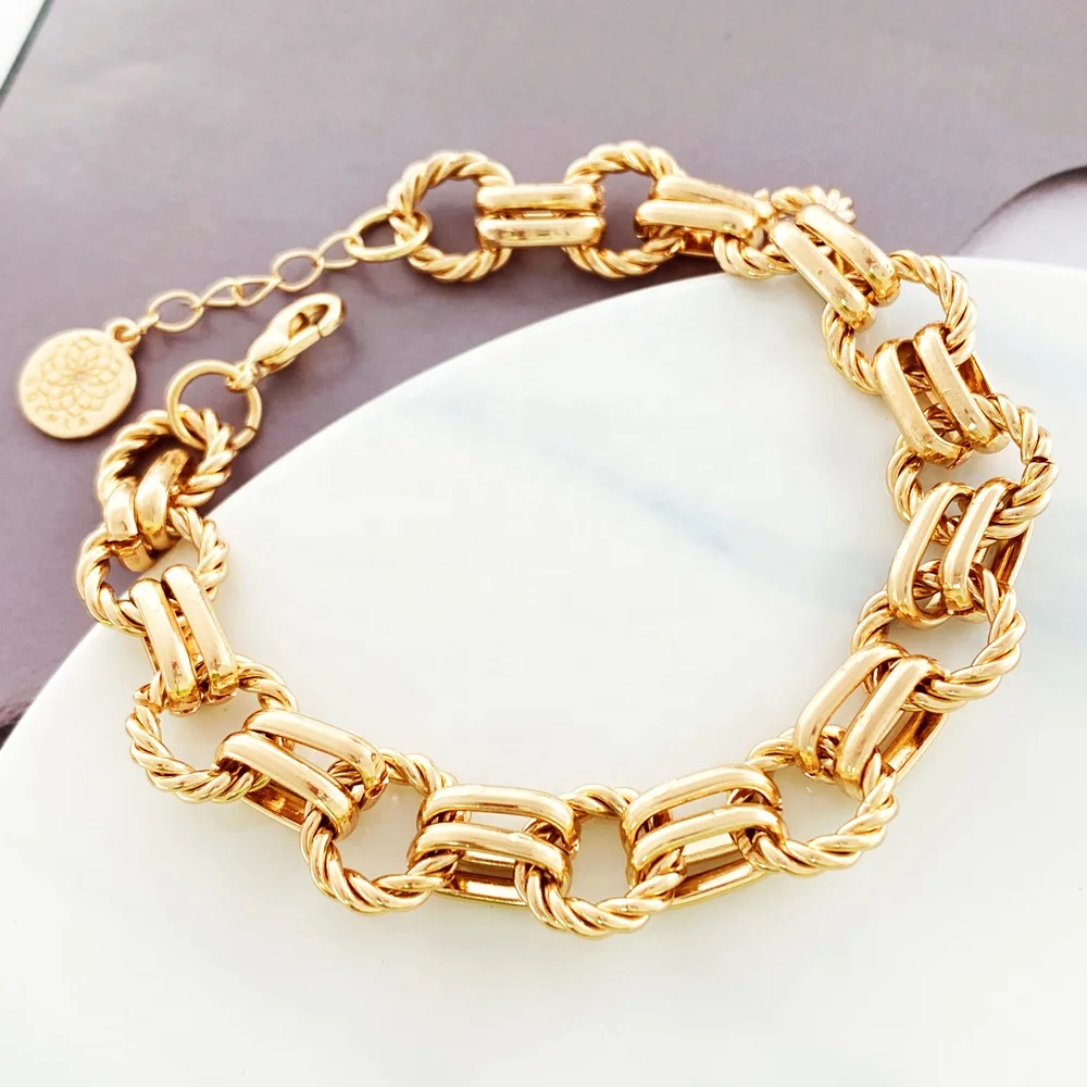 Custom Hot Sale Gold Plated Alloy Link Fashion Jewelry Gift Accessory Chain BraceletsBracelets & Bangles for Women