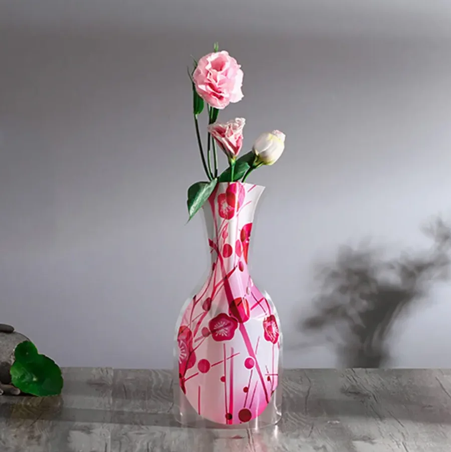 Factory Cheap Custom logo Colorful clear Foldable Plastic Flower Vase for Home Decoration