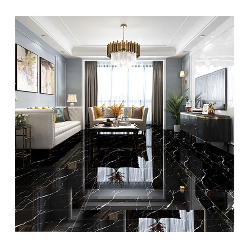 60x60 marble ceramic tile black color