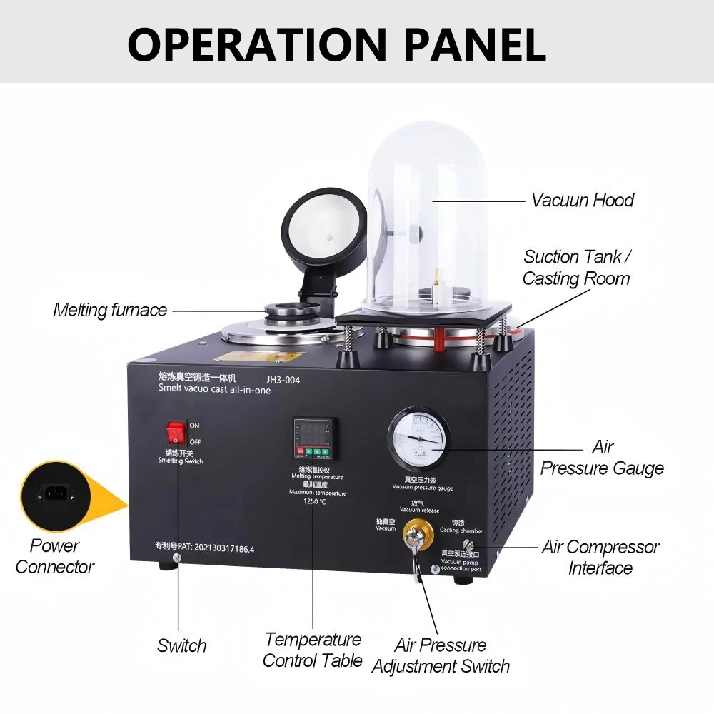 JH3-004 Three-in-One Integrated Casting Machine - Vacuum Casting 1250℃ Max Temperature &plusmn;5℃ Precision Aviation Plastic Bell