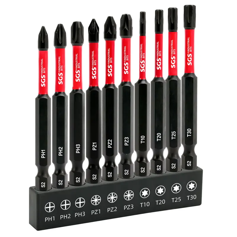 MOYOTEC 10PCS 75mm Stainless Steel Battery-Powered Impact Screwdriver Bit Set PH PZ Torx Multifuncti