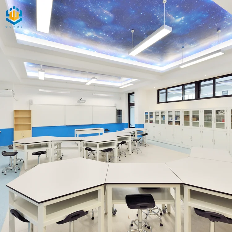 School Science Lab Hexagonal Table Chemical Resistant Work Bench