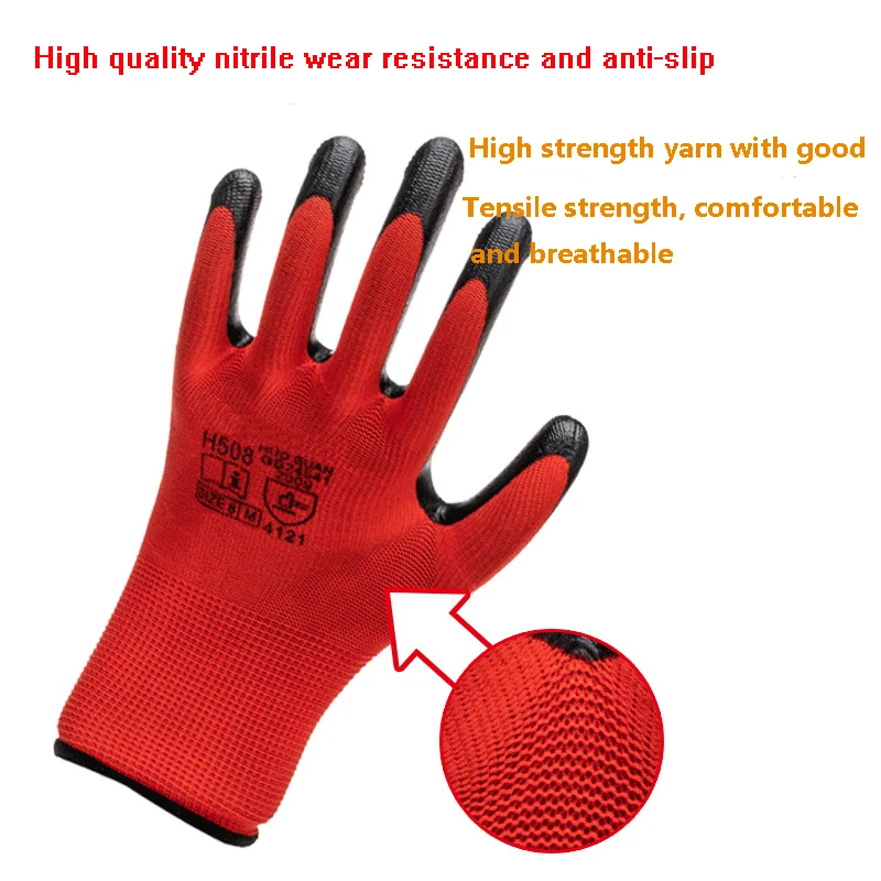 Glbz006 Nitrile Gloves Polyester Shell Nitrile Coated Garden