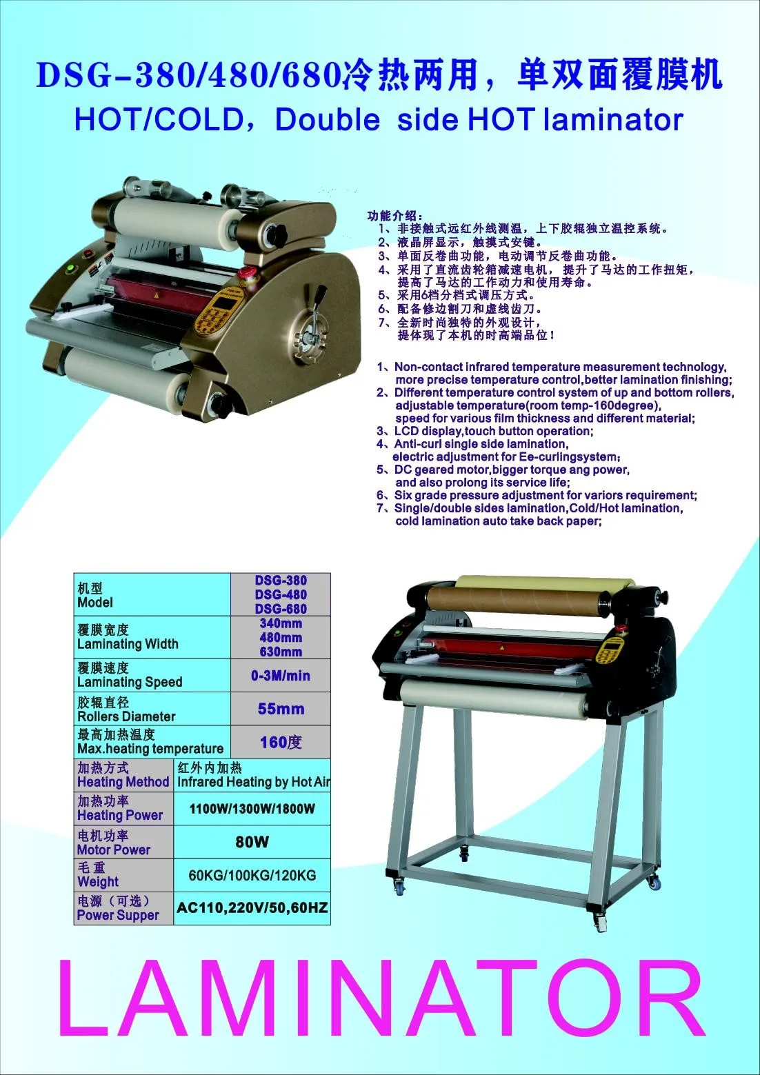 Hot Sale Double Sides Adjustable Speed Manual 440mm 320mm A2 A3 Hot