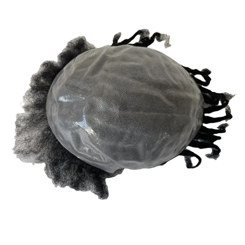 Cornrow Braids Male Wig with Edges Baby Hair Box Braids Thin Skin Pu Pre-styled Men's Toupee Indian Men for Black Mens