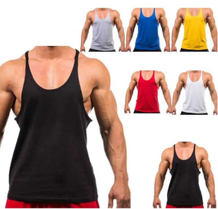 Wholesale Men Cotton Stringer Y Back Workout Sports Gym Bodybuilding ...