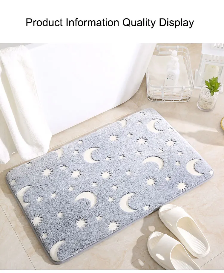 Latest Coral Velvet Fluorescent Non Slip Mat Bathroom Bedroom Living Room glow in the dark Memory foam bath mat supplier