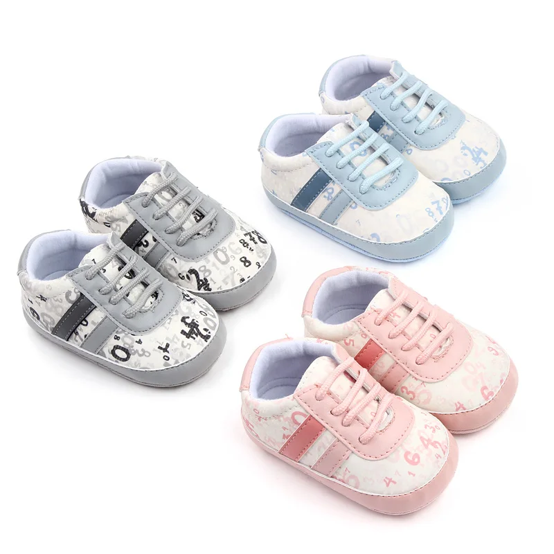 Spring and Autumn New Light Color Digital Decorative Baby Boy and Girl Leisure Walking Shoes