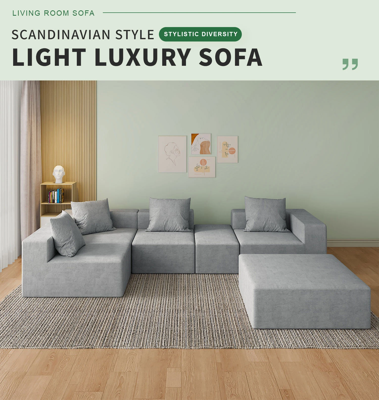 Modern Oversized Modular Minimalist Lounge Fabric Lazy Living Room Sofa ...