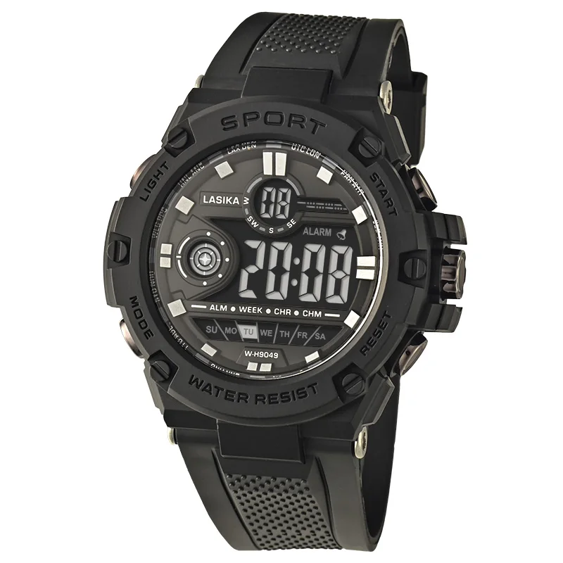 Orologio Uomo Sportivo RUIMAS, Digitale Al Quarzo, Oro Rosa E Silicone Nero, Quadrante Grande 47 Mm, Impermeabile 3 ATM