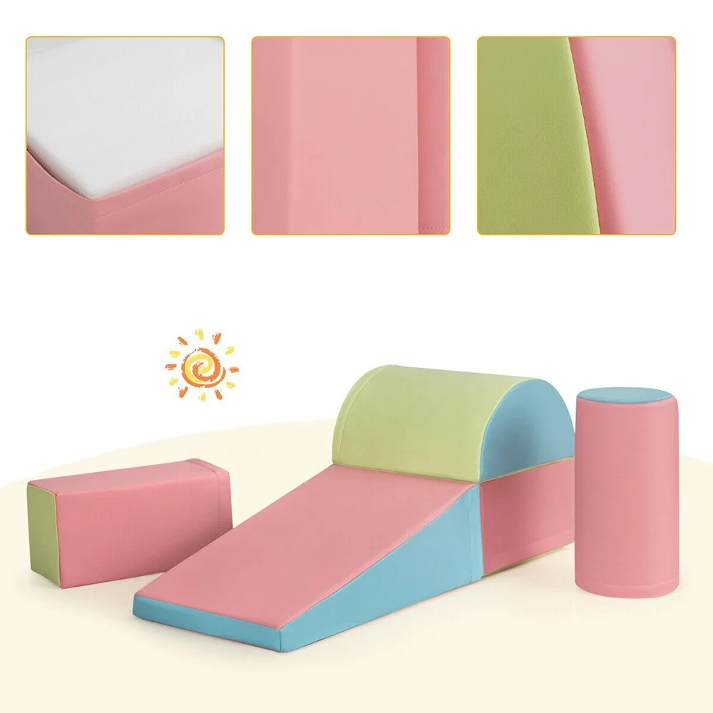 5pcs/set Foam Blocks Cube/Trapezoid/Cylinder Large Foam Blocks Preschool Learning Crawl Climb Soft Building Blocks for Baby Kids