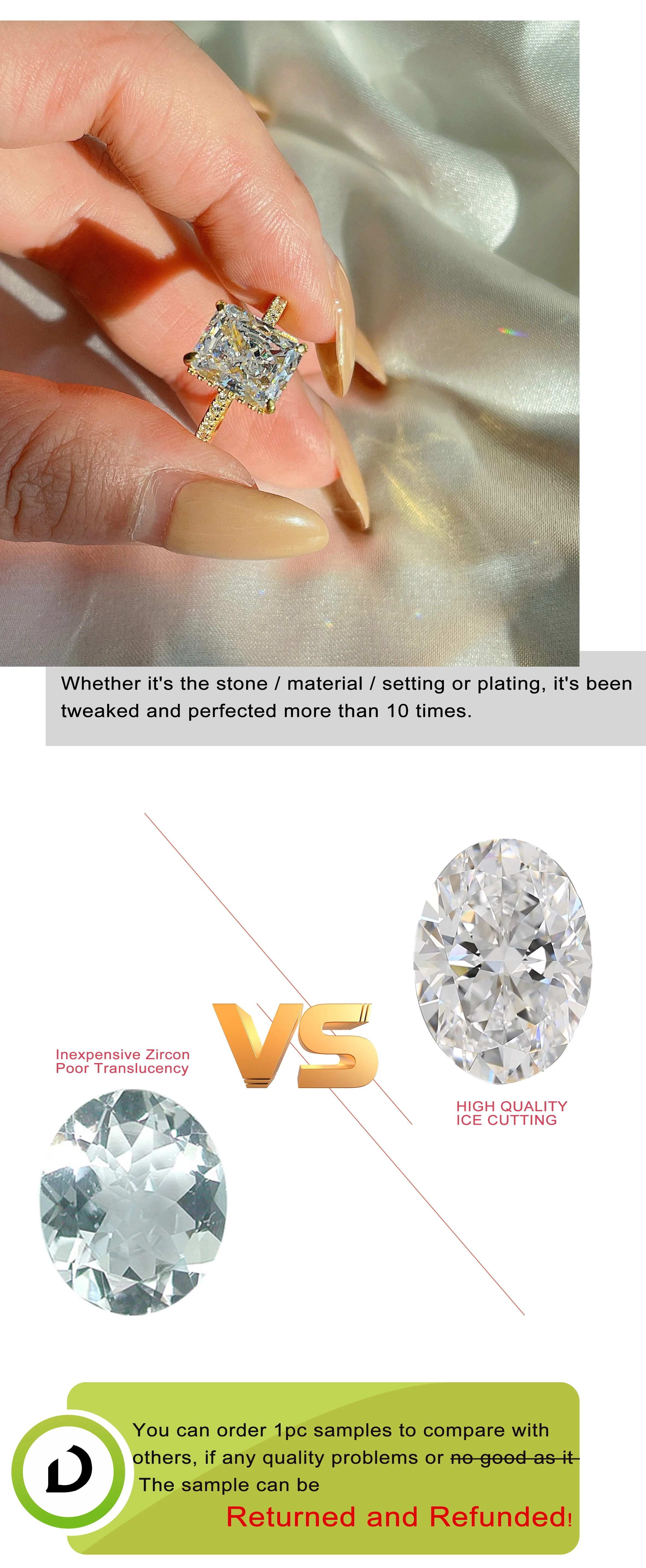 KAKODIY Customized High Quality Colorful Wedding Zircon Ring 925 Sterling Silver Ring Promise Simple Engagement Cubic Zirconia Ring Jewelry detail 2