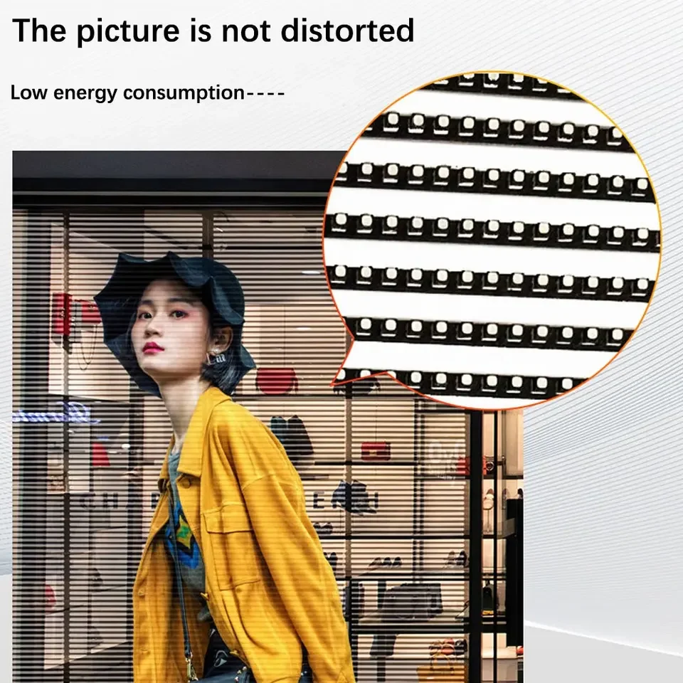 Video Screen Transparent High Resolution Glass Window Full Color Video Moving Advertising Led Wall Indoor Outdoor SDK 16 RGB