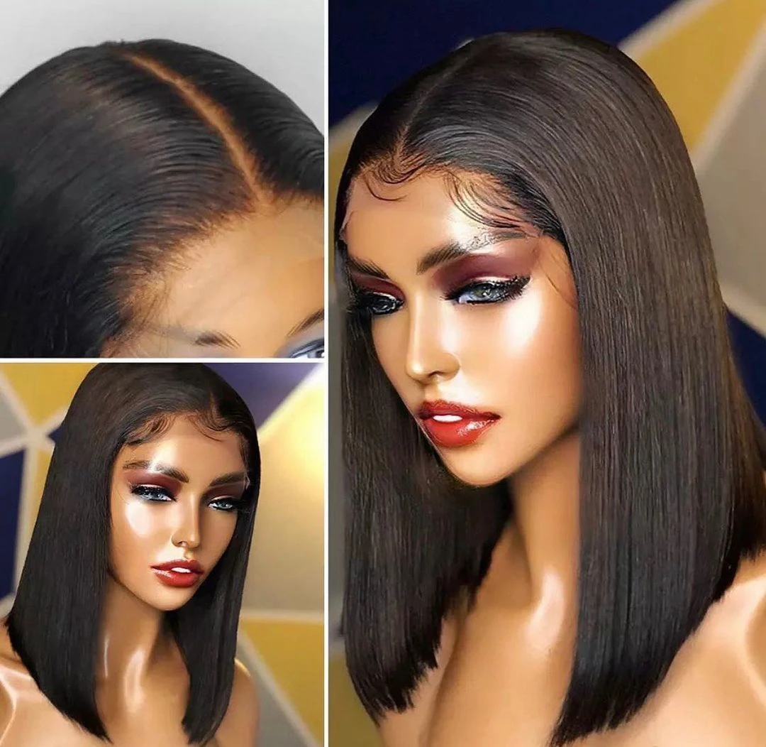 Wholesale Brazilian Hair Bone Straight Short Bob Wigs Human Hair Lace