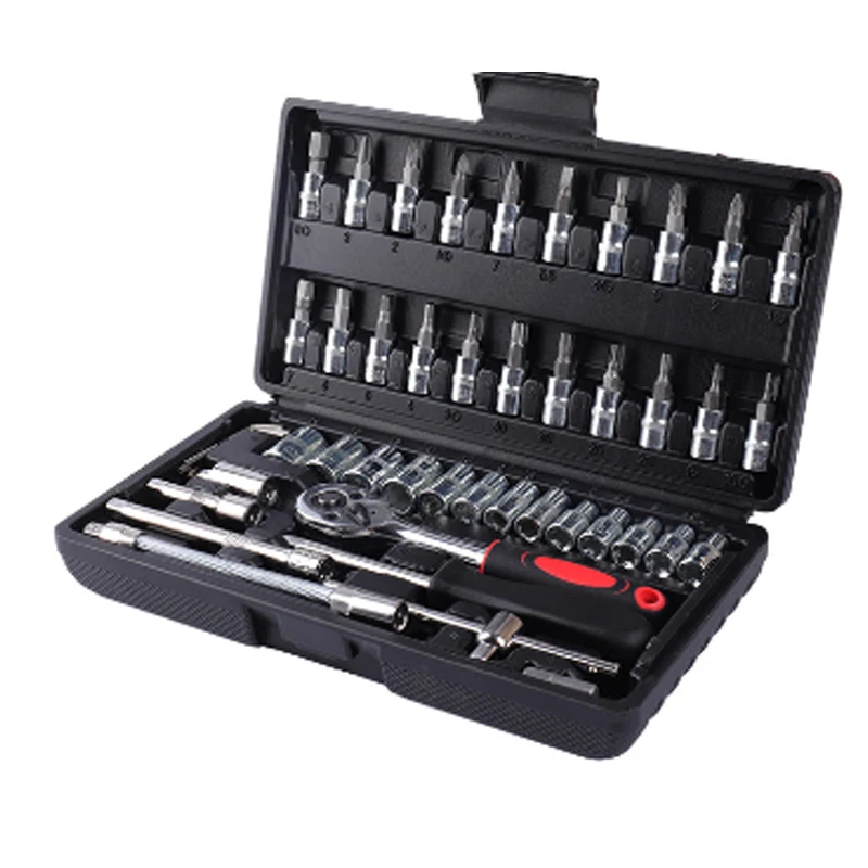 Oem 46 Pcs Car Repair Tool Kit Set Box Impact Socket Ratchet Tool Set