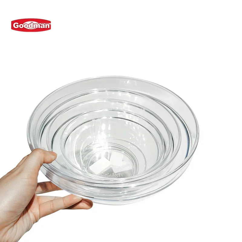Multifunctional Transparent Acrylic Catering Restaurant Buffet Polycarbonate Plastic Mixing Salad Serving Bowl