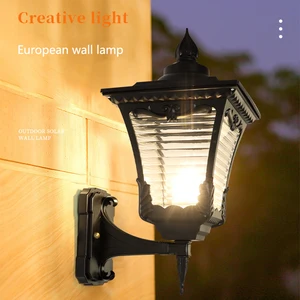 Modern Nordic Vintage Style LED Road Wall Lamps High Quality Aluminum Glass Waterproof Outdoor Warm White Solar Wholesale